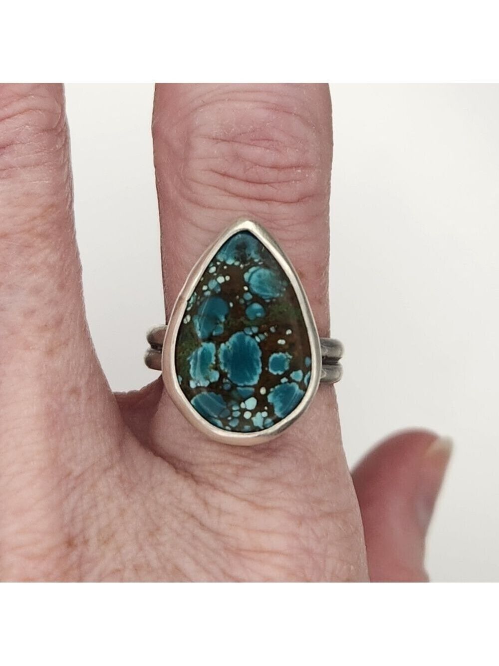 Hubei Turquoise Teardrop Sterling Silver Ring